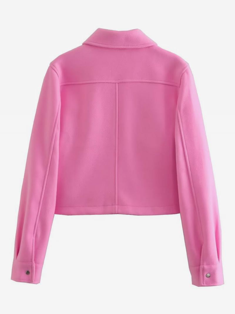 Damesjassen Kraagknopen Lange Mouwen Crop Jack - Roze