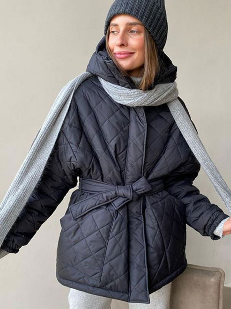 Gewatteerd Jack Met Capuchon Katoenen Vulling Winterbovenkleding Dames