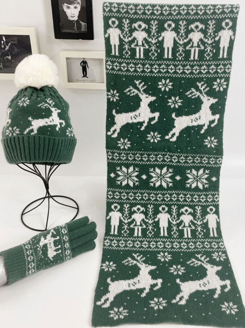 Dames Sjaal Kerstpatroon Poly/katoenmix Vakantiecadeau Huiskleding Winter Warm Schattig Acc - Groen