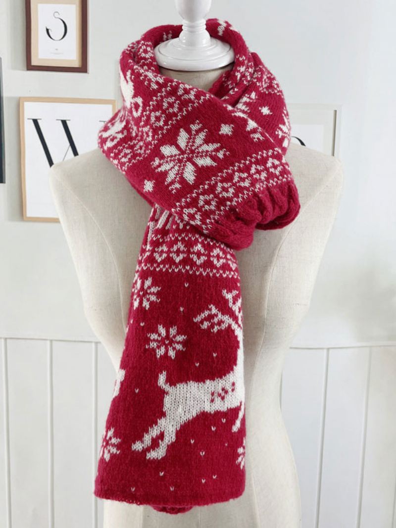 Dames Sjaal Kerstpatroon Poly/katoenmix Vakantiecadeau Huiskleding Winter Warm Schattig Acc - Rood