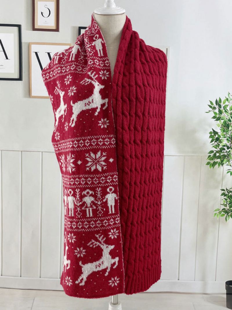 Dames Sjaal Kerstpatroon Poly/katoenmix Vakantiecadeau Huiskleding Winter Warm Schattig Acc - Rood