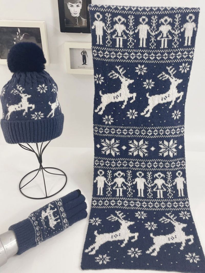 Dames Sjaal Kerstpatroon Poly/katoenmix Vakantiecadeau Huiskleding Winter Warm Schattig Acc - Blauwblauw