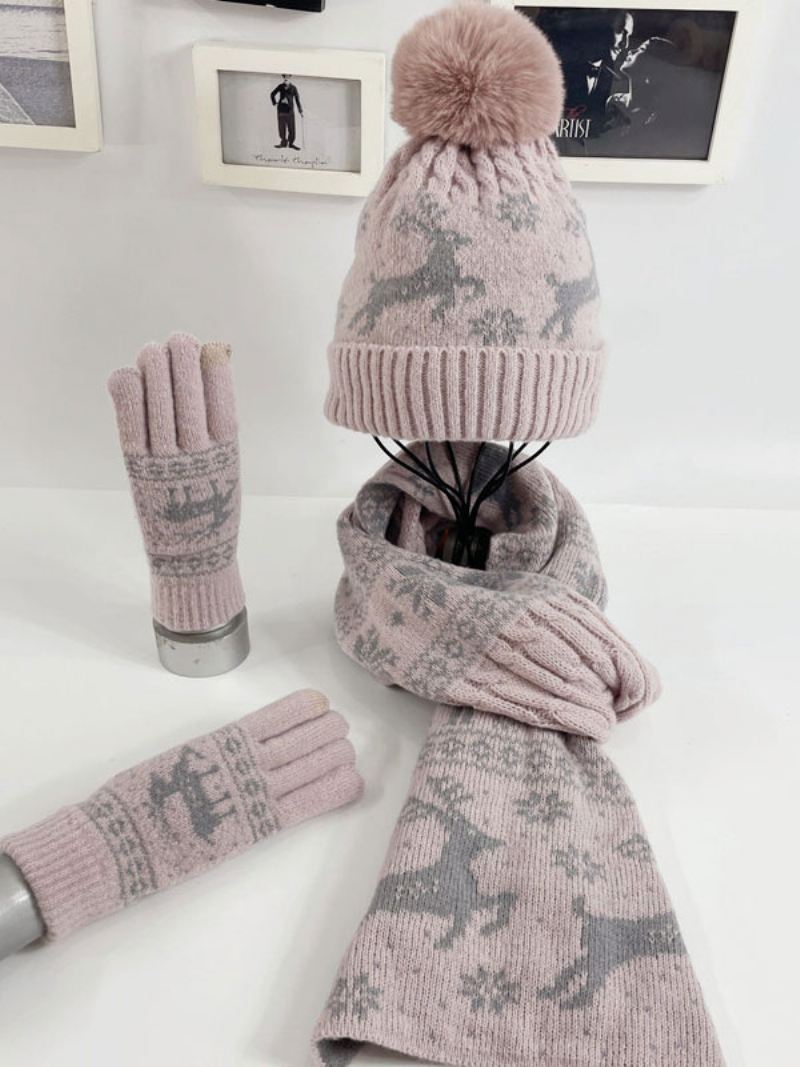 Dames Sjaal Kerstpatroon Poly/katoenmix Vakantiecadeau Huiskleding Winter Warm Schattig Acc - Roze