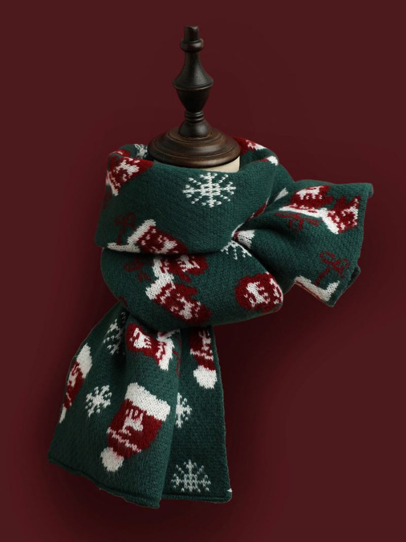 Sjaal Dames Kwaliteit Kerstpatroon Poly/katoenmix Vakantiecadeau Huiskleding Winter Warm Schattig Acc - Groen