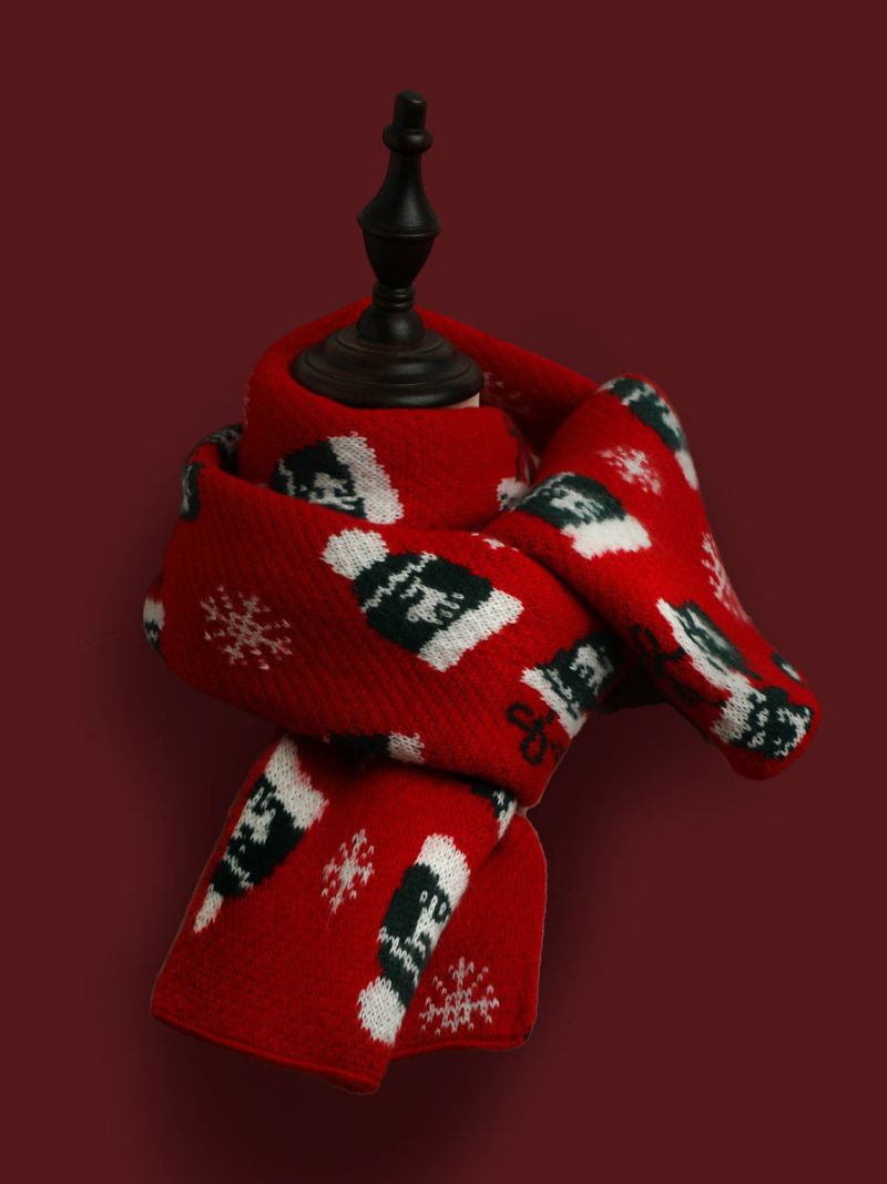 Sjaal Dames Kwaliteit Kerstpatroon Poly/katoenmix Vakantiecadeau Huiskleding Winter Warm Schattig Acc - Rood