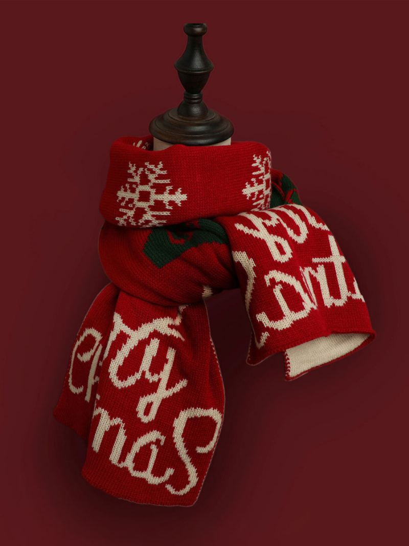 Sjaal Dames Kwaliteit Kerstpatroon Poly/katoenmix Vakantiecadeau Huiskleding Winter Warm Schattig Acc - Tuurrood