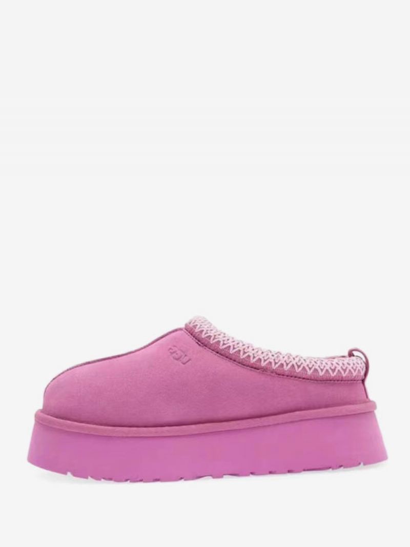 Dames Winterpantoffels Flatform Sneeuwlaarzen Met Ronde Neus - Roze