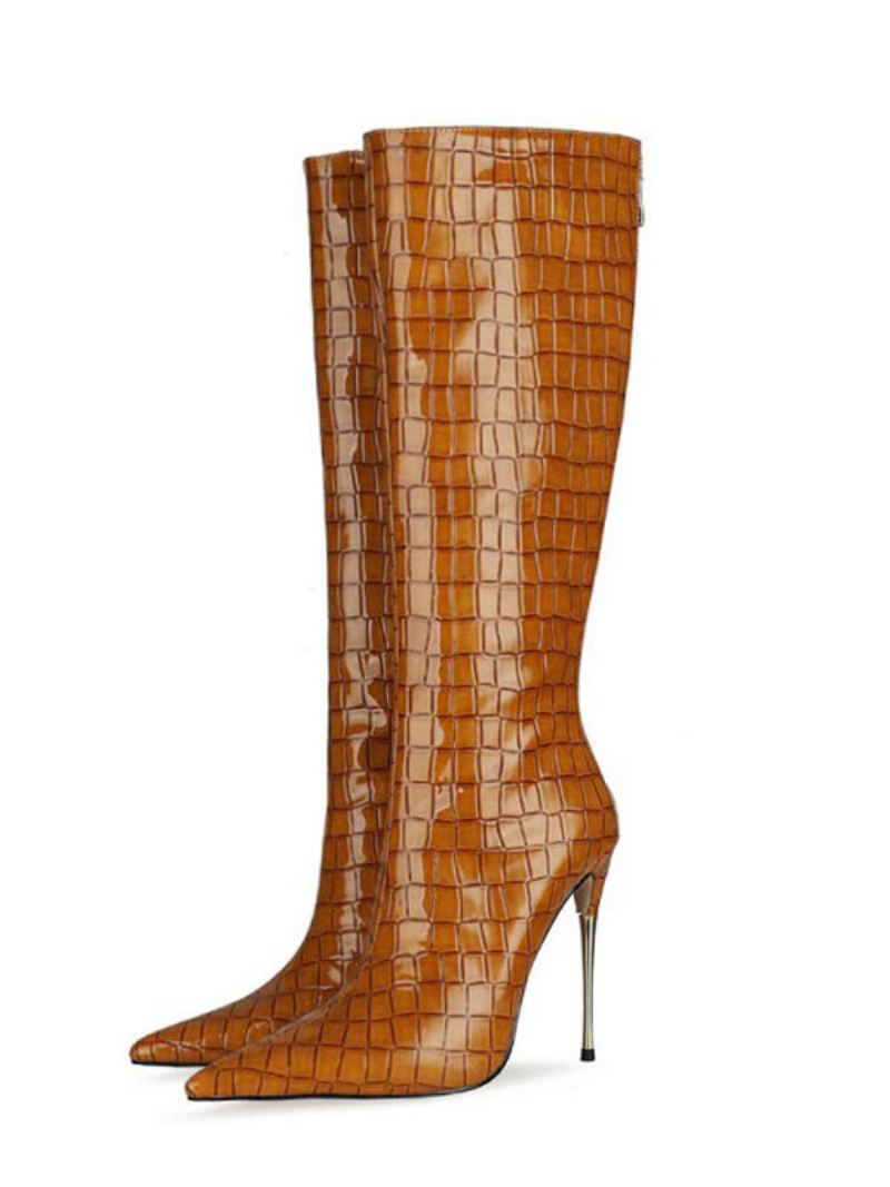 Kniehoge Laarzen Met Stilettohak Dames - Camel