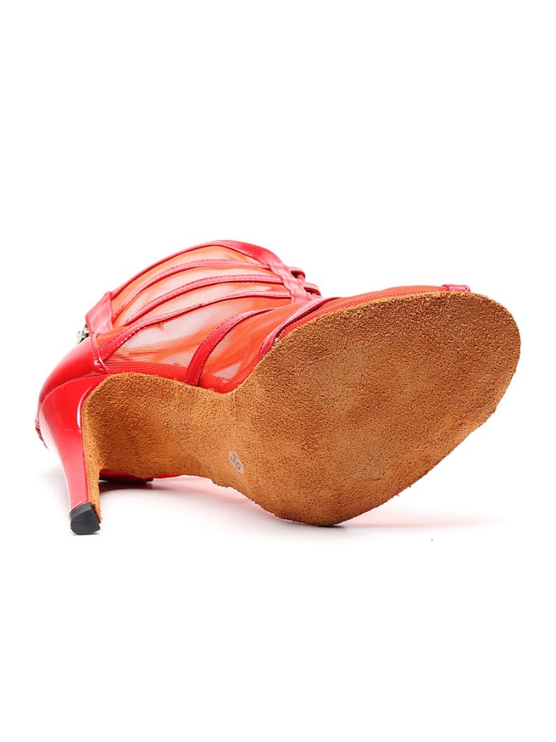 Op Maat Gemaakte Latin-dansschoenen Dames Peep Toe-danslaarzen - Rood