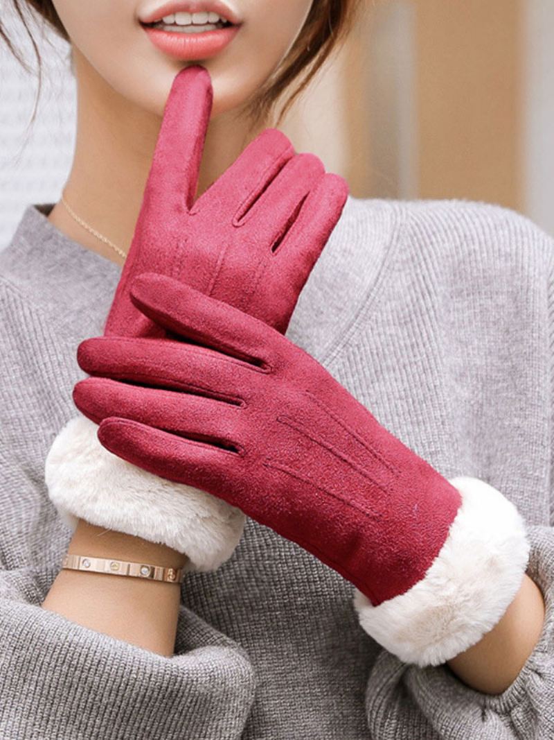 Dames Namaakbont Warme Verwarmde Winterhandschoenen - Rood