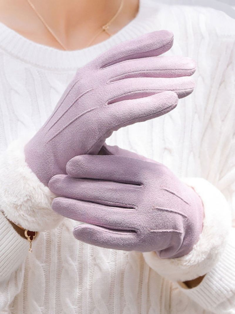 Dames Namaakbont Warme Verwarmde Winterhandschoenen - Lavendel