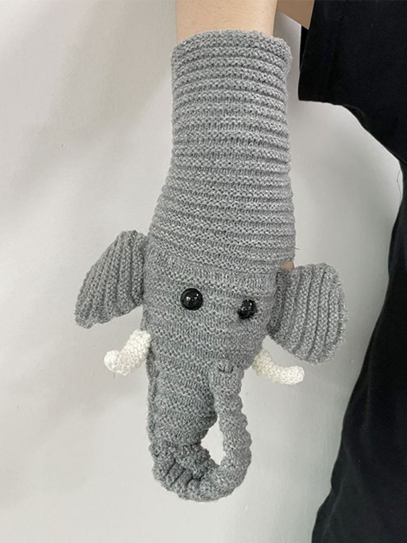 Dameshandschoenen Dierenprint Olifant Homewear Winter Warm Schattig Acc - Grijs