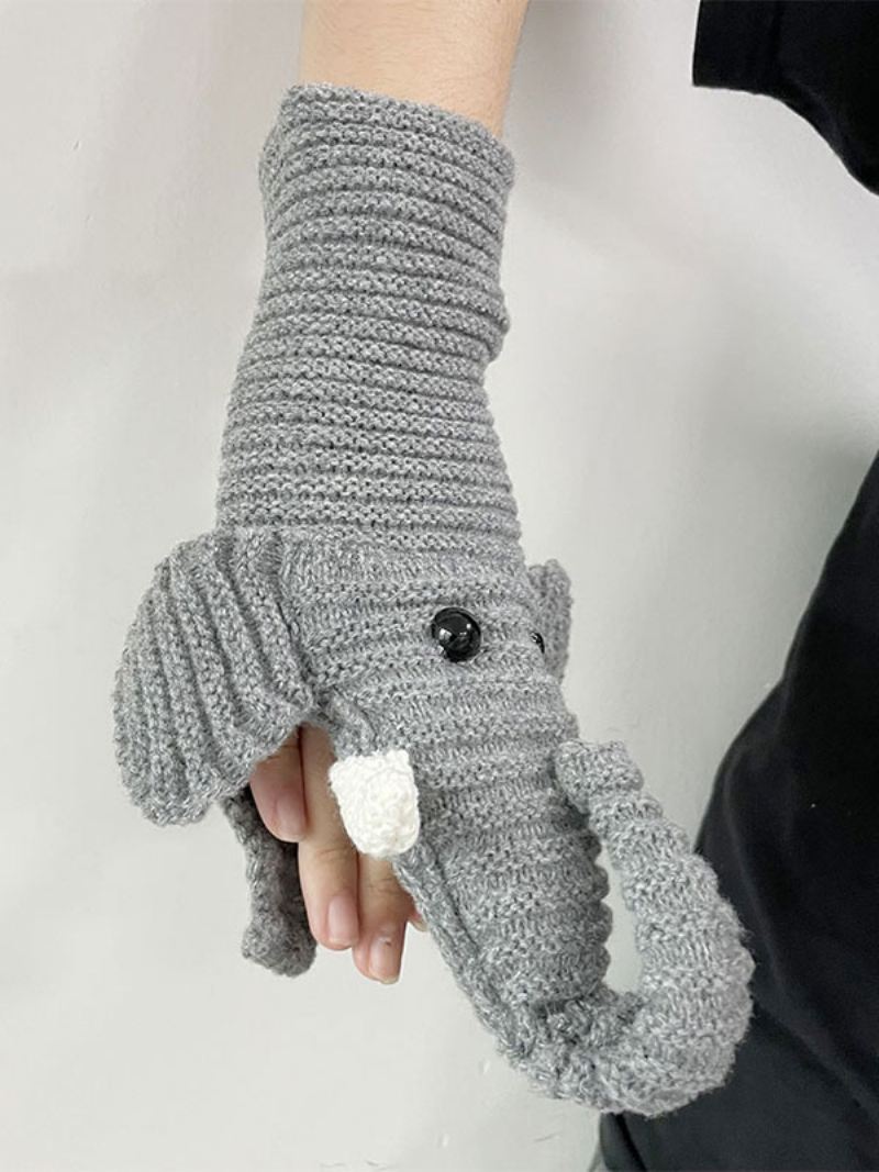 Dameshandschoenen Dierenprint Olifant Homewear Winter Warm Schattig Acc - Grijs