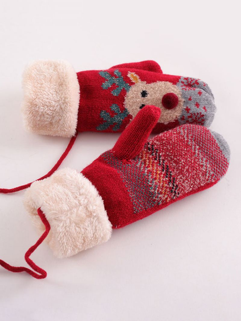 Dameshandschoenen Kerstpatroon Vakantiecadeau Huiskleding Winter Warm Schattig Acc - Rood