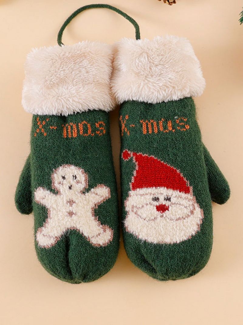 Dameshandschoenen Kerstpatroon Vakantiecadeau Huiskleding Winter Warm Schattig Acc - Groen