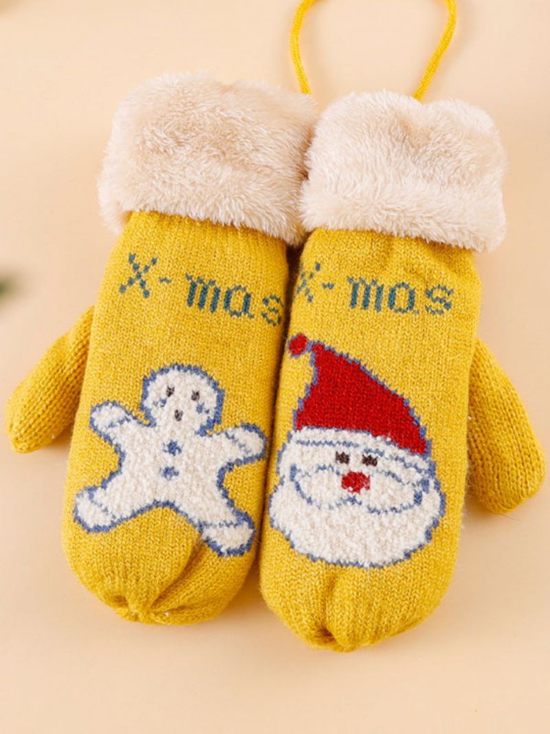 Dameshandschoenen Kerstpatroon Vakantiecadeau Huiskleding Winter Warm Schattig Acc - Geel