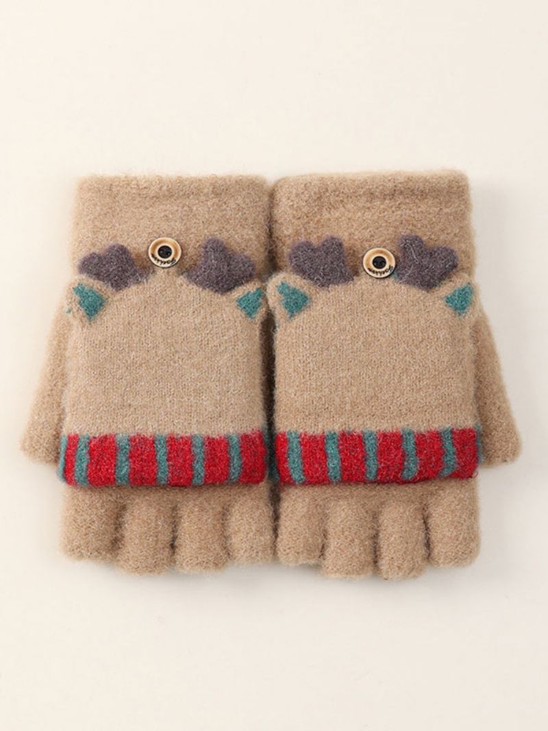 Dameshandschoenen Kerstpatroon Vingerloos Vakantiecadeau Huiskleding Winter Warm Schattig Acc - Camel