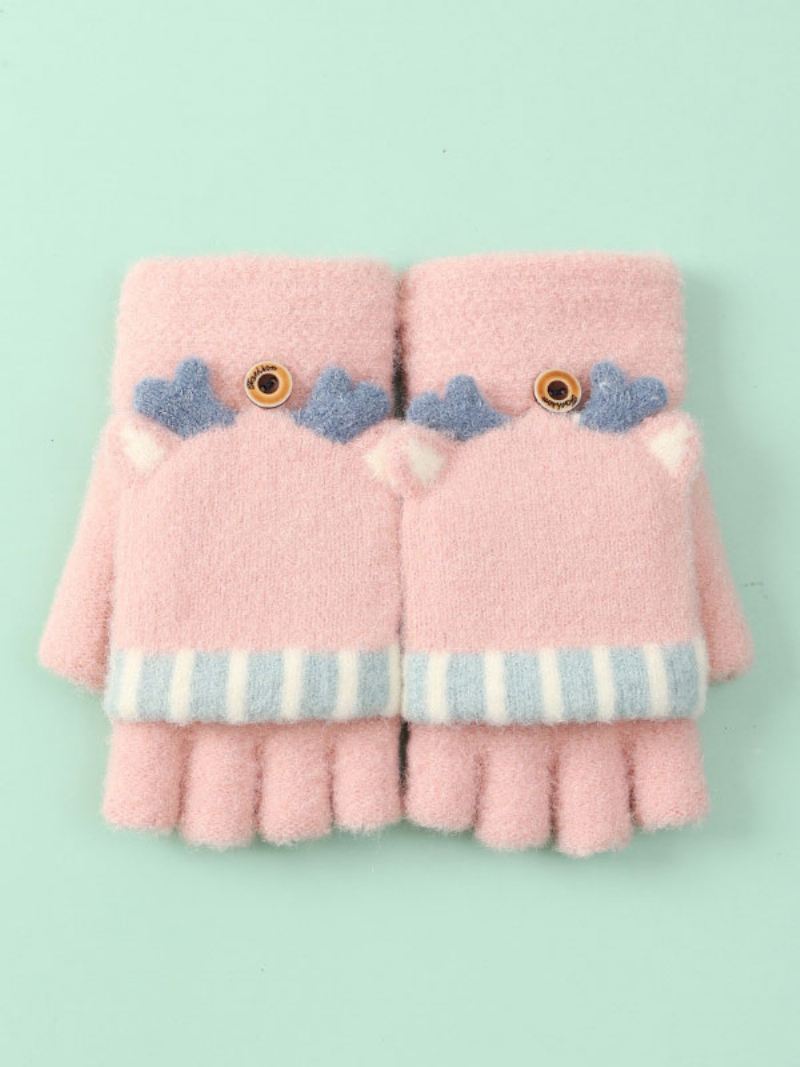 Dameshandschoenen Kerstpatroon Vingerloos Vakantiecadeau Huiskleding Winter Warm Schattig Acc - Roze