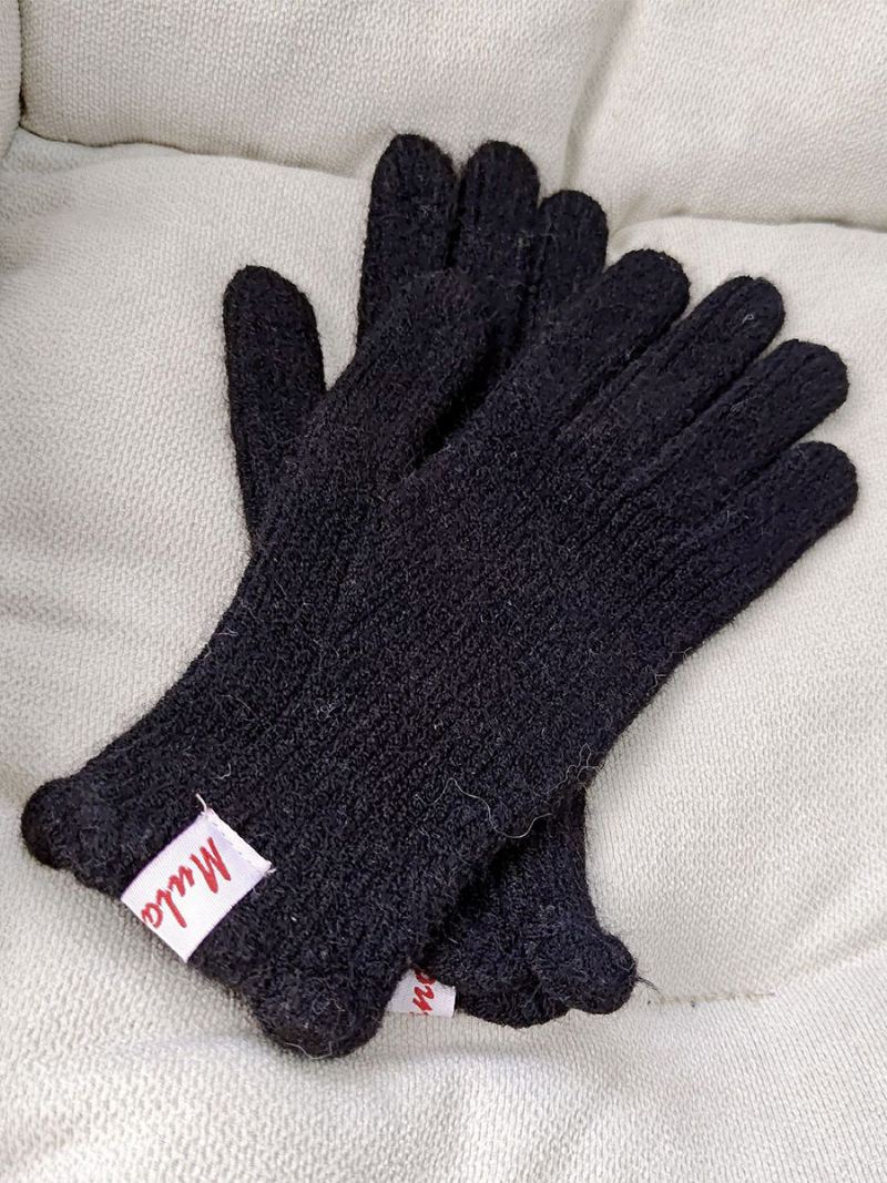 Geribbelde Gebreide Handschoenen Effen Kleur Herfst-winterhandschoenen Dames - Zwart