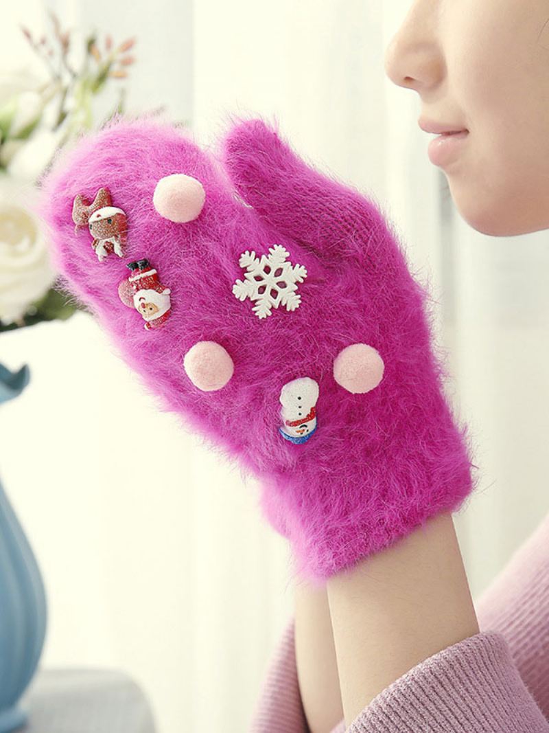 Handschoenen Dames Kerstpatroon Vakantiecadeau Huiskleding Winter Warm Schattig Acc - Roze