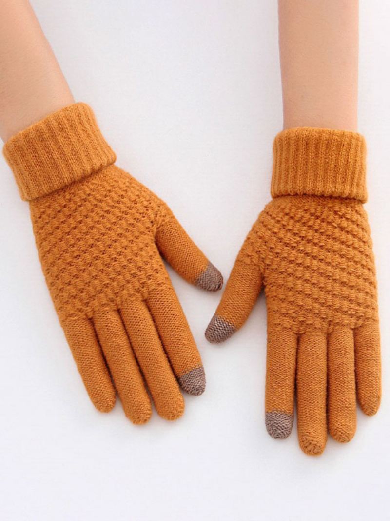 Korte Dames Warme Verwarmde Winter Handschoenen - Oranje