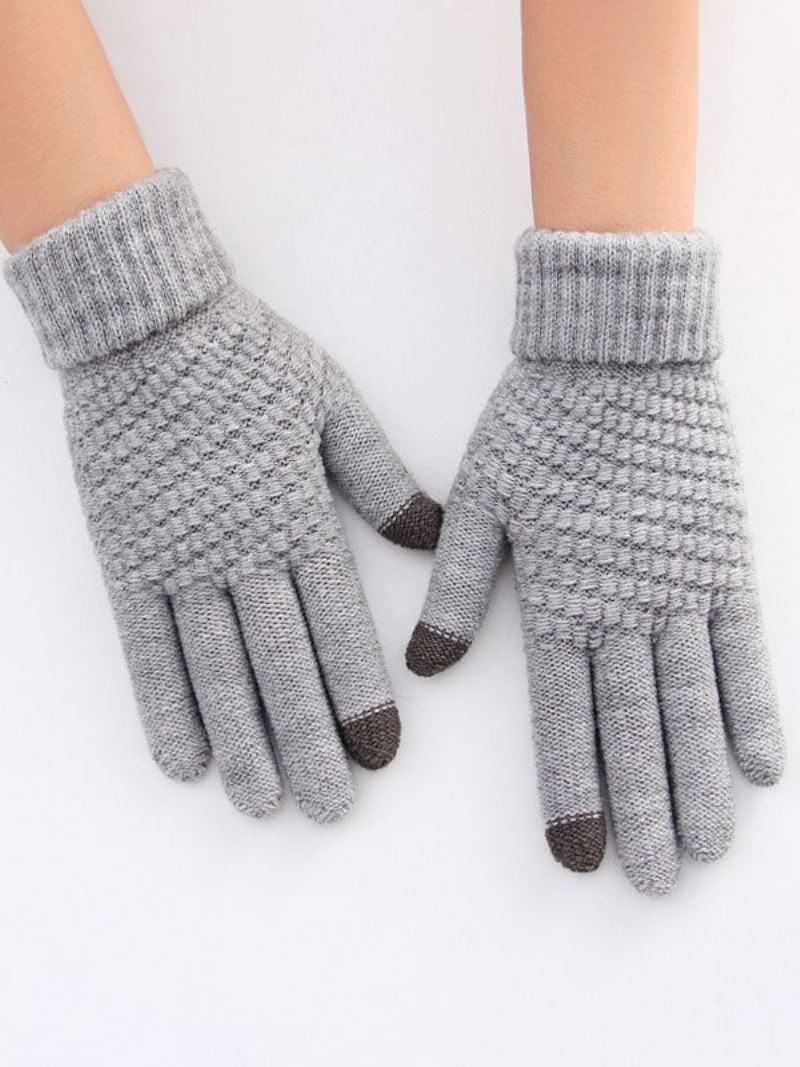 Korte Dames Warme Verwarmde Winter Handschoenen - Lichtgrijs