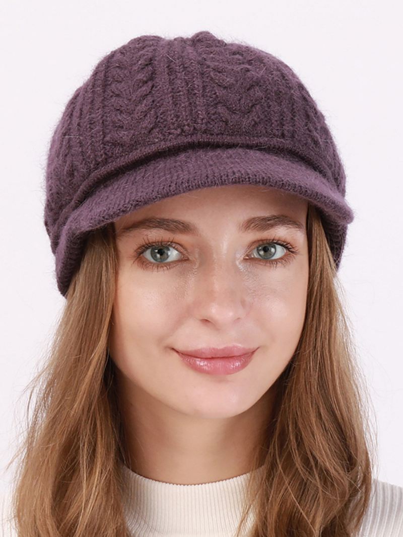 Barethoed Gebreid Effen Kleur Dagelijks Casual Herfst Winter Caps Dames - Paars