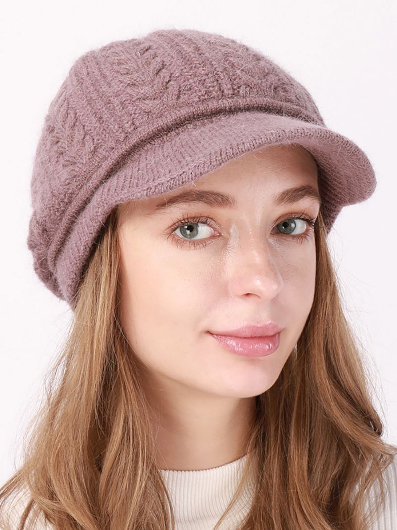 Barethoed Gebreid Effen Kleur Dagelijks Casual Herfst Winter Caps Dames - Lavendel