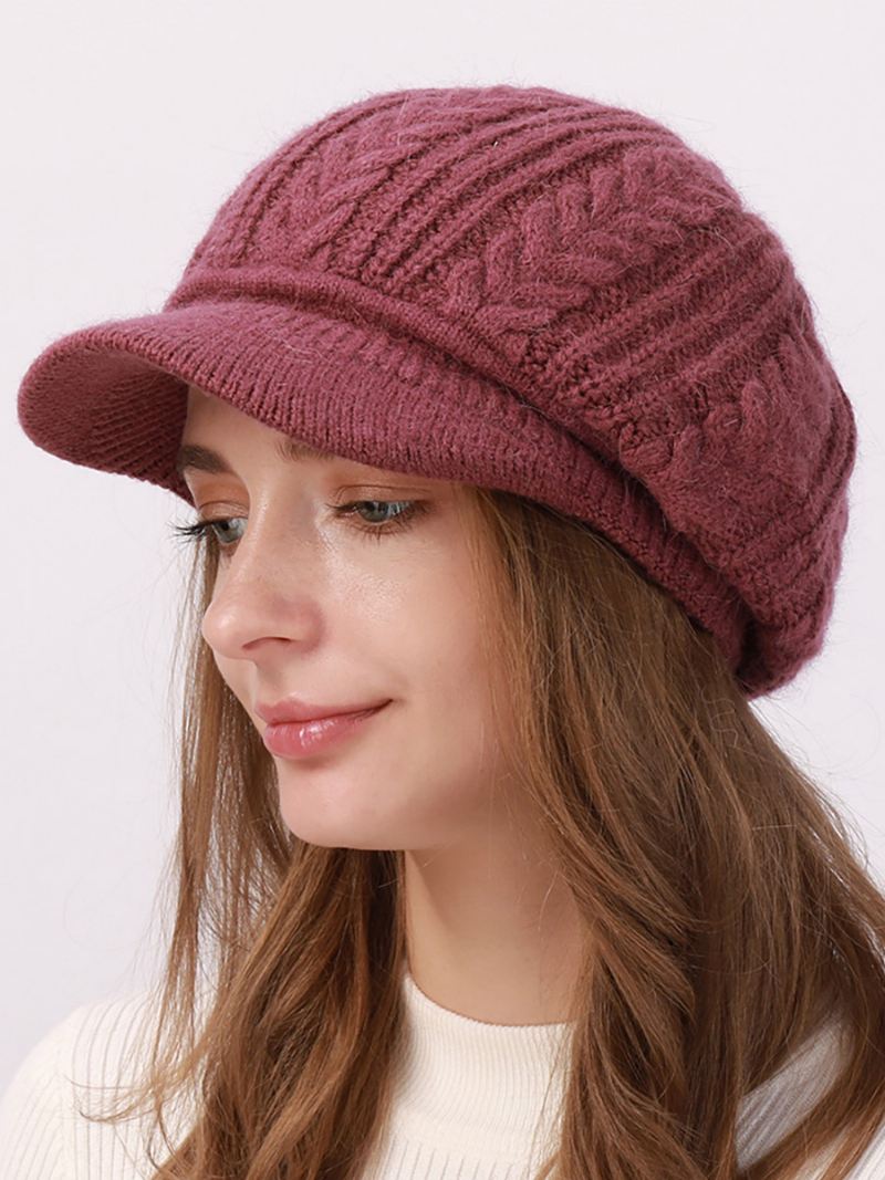 Barethoed Gebreid Effen Kleur Dagelijks Casual Herfst Winter Caps Dames - Roos