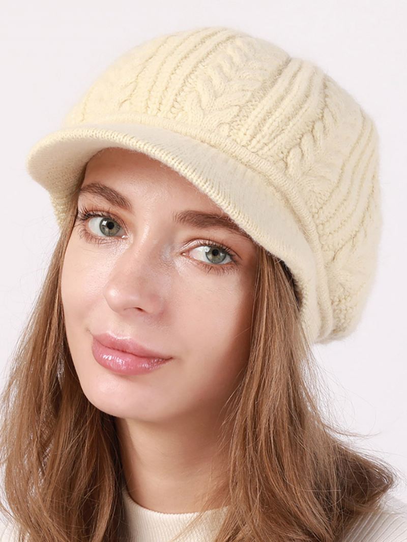 Barethoed Gebreid Effen Kleur Dagelijks Casual Herfst Winter Caps Dames - Beige