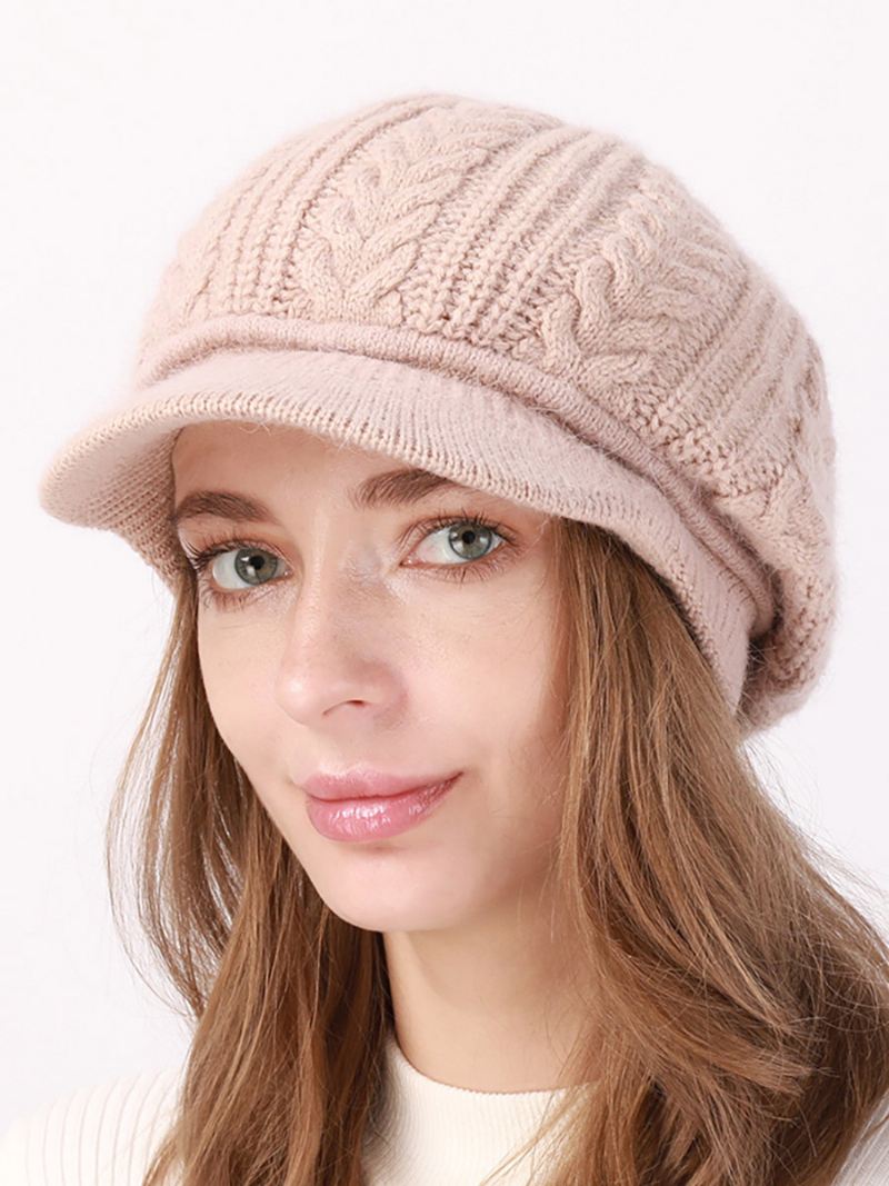 Barethoed Gebreid Effen Kleur Dagelijks Casual Herfst Winter Caps Dames - Lotusroze