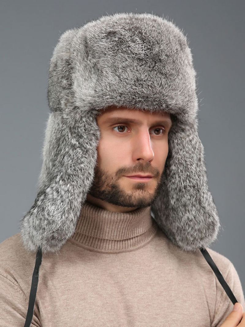 Caps Heren Moderne Namaakbont Winter Warme Hoeden Russische Ushanka-hoed - Grijs