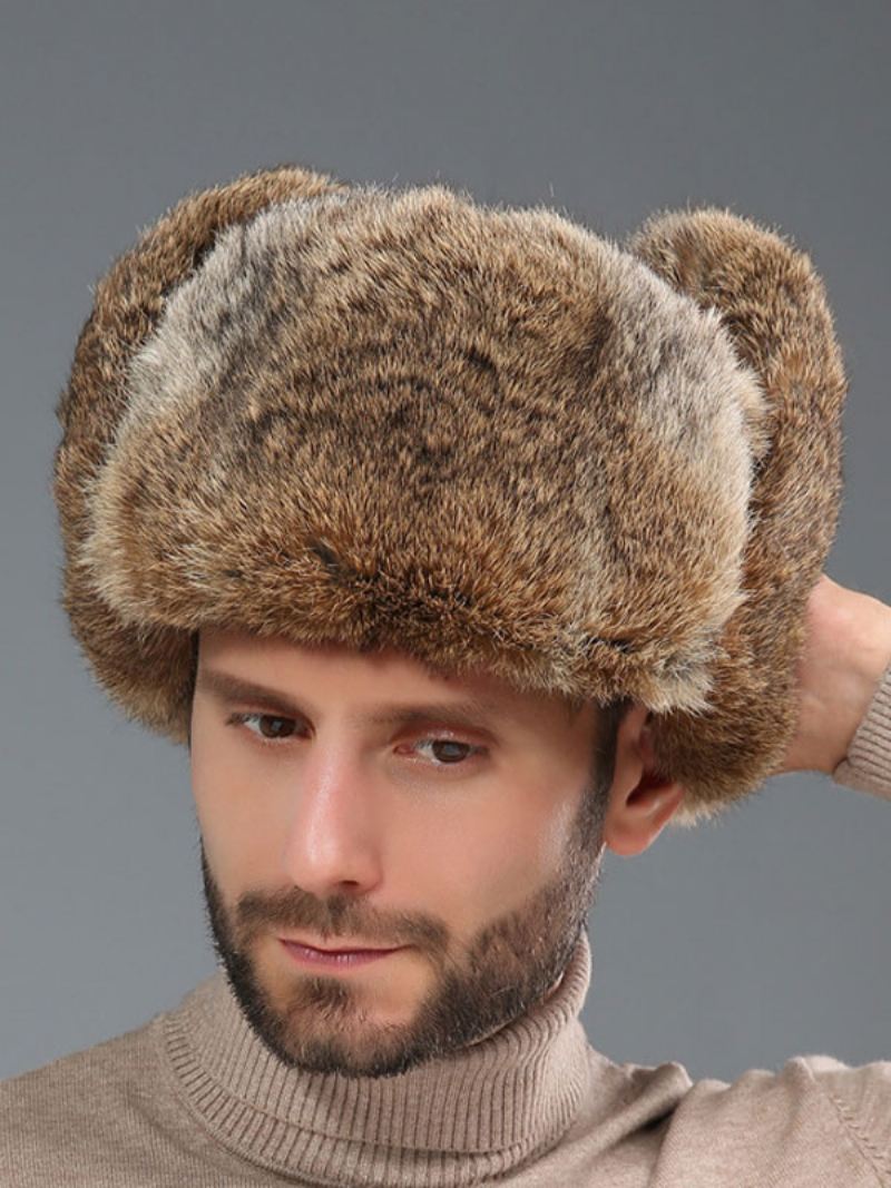 Caps Heren Moderne Namaakbont Winter Warme Hoeden Russische Ushanka-hoed - Kaki