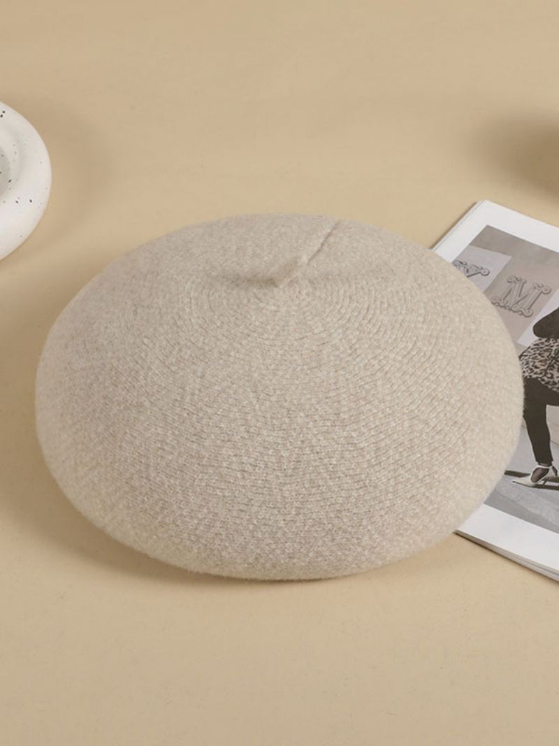 Ecru Witte Hoeden Dames Praktische Wollen Baret - Beige