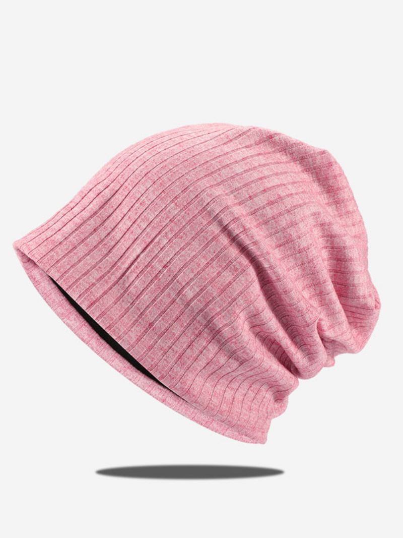 Gebreide Muts Grooves Damesmutsen Herfst Winter - Roze