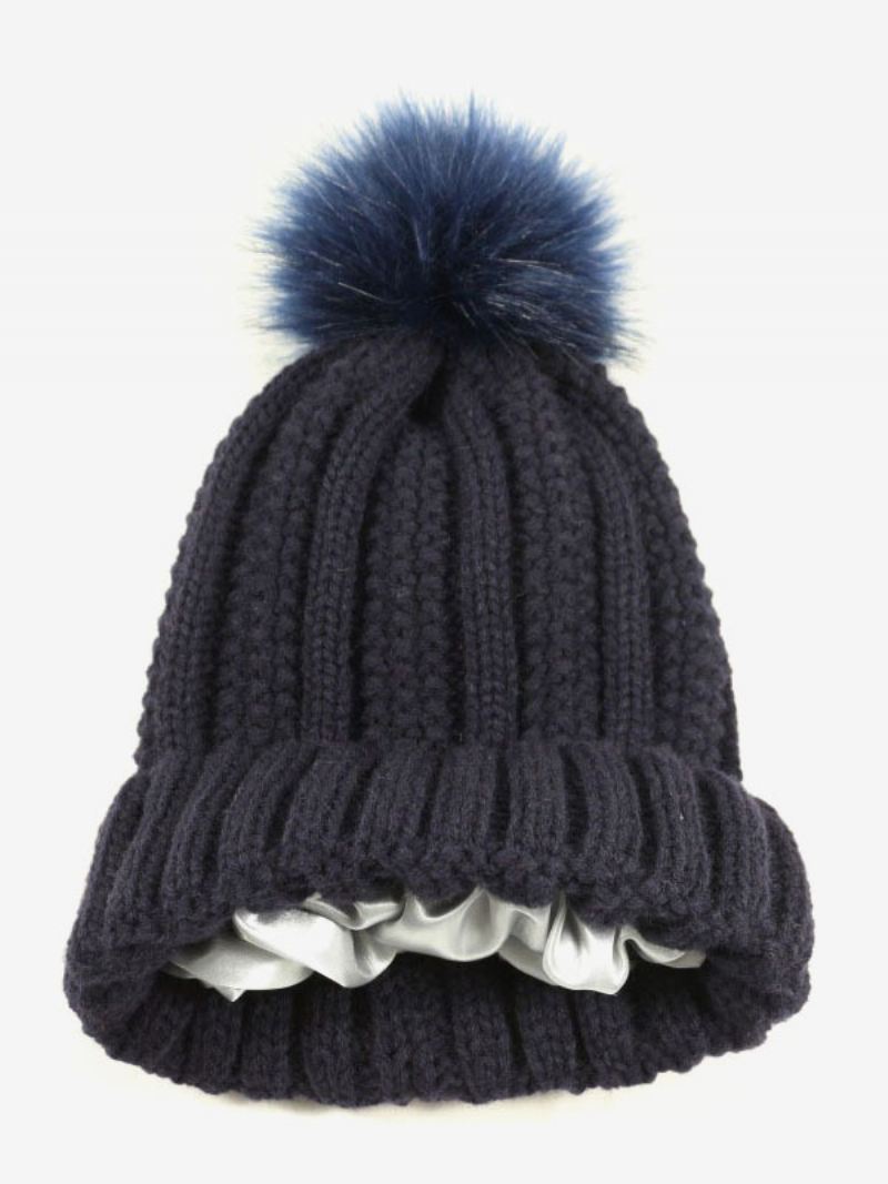 Gebreide Muts Pom Poms Gehaakte Unisex-petten Lente Herfst Winter - Donker Marineblauw