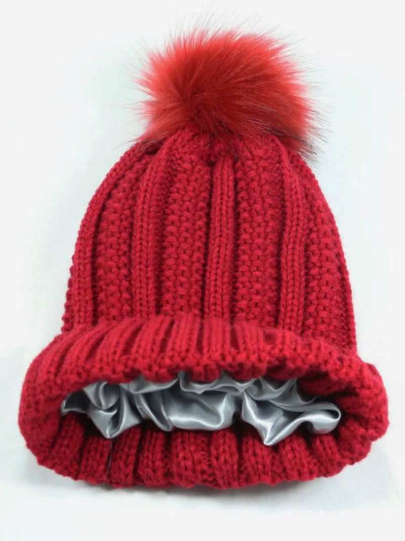 Gebreide Muts Pom Poms Gehaakte Unisex-petten Lente Herfst Winter - Rood