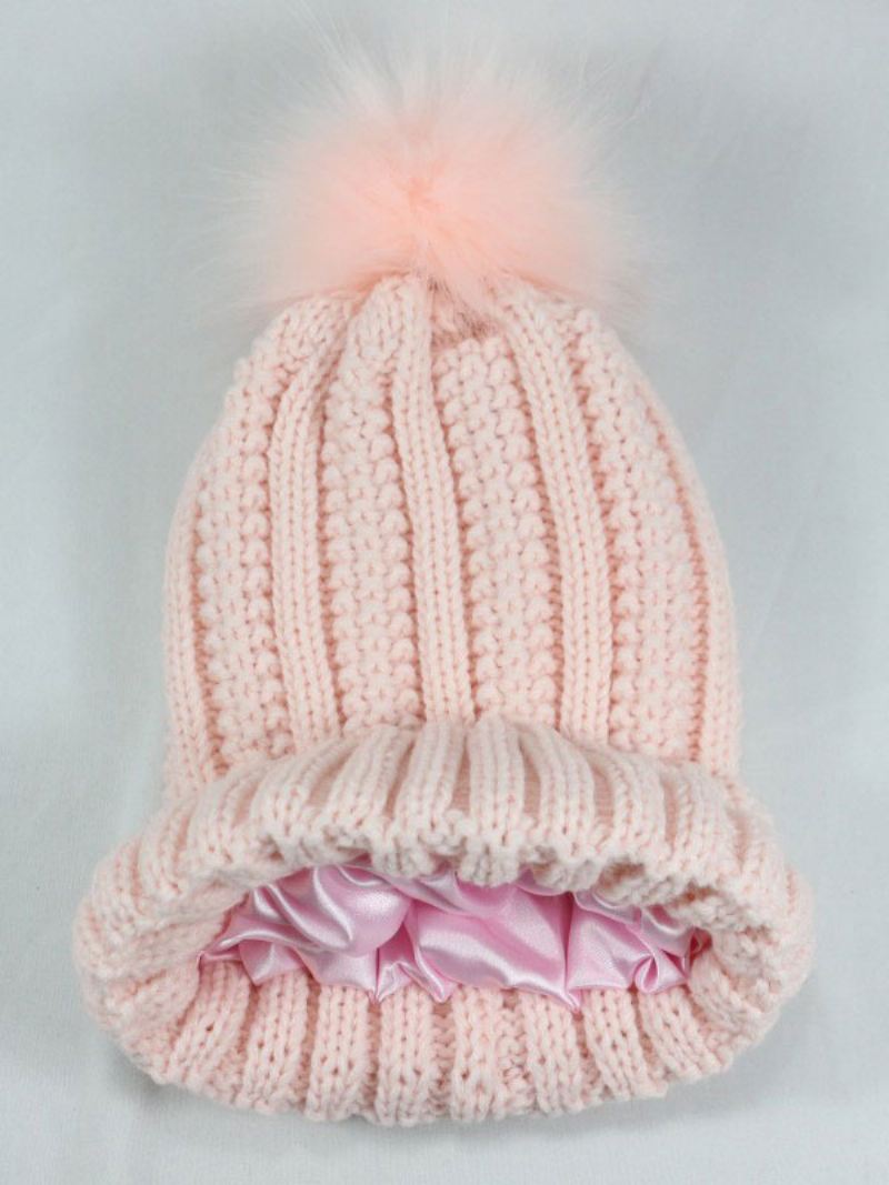 Gebreide Muts Pom Poms Gehaakte Unisex-petten Lente Herfst Winter - Roze