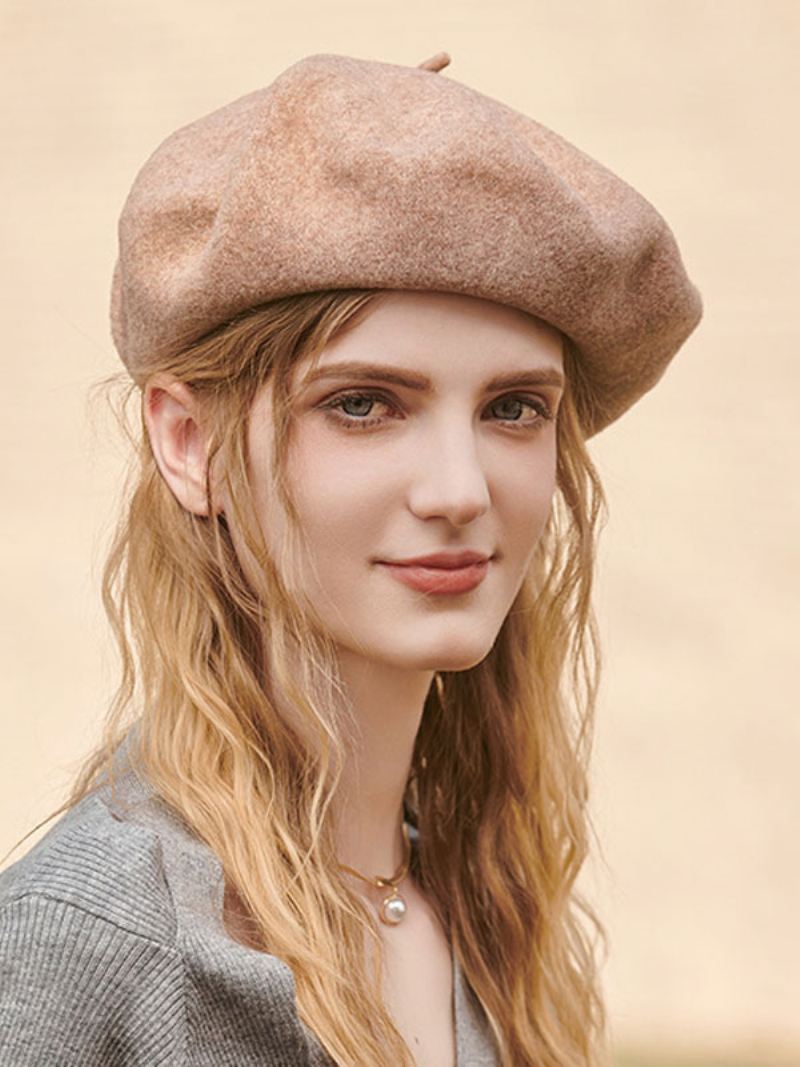 Hoeden Dames Mooie Wollen Winterwarme Baret Britse Stijl - Camel