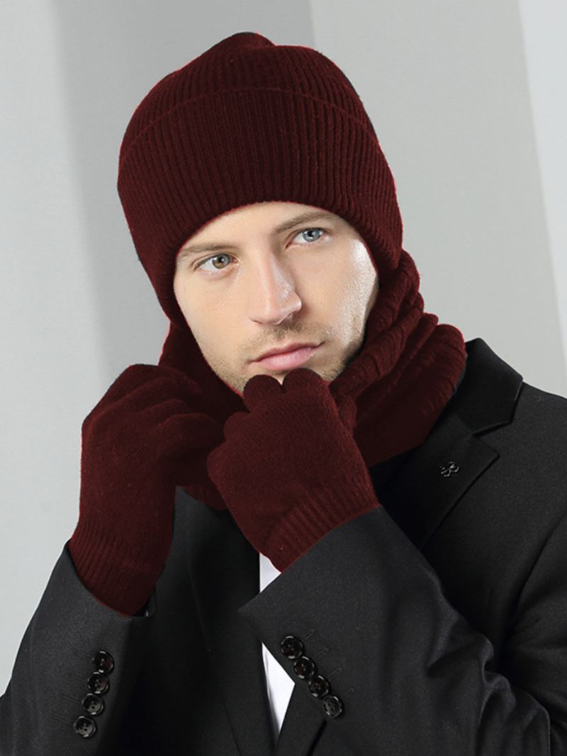 Hoeden Heren Winter Warm Mooie Baret - Bordeauxrood