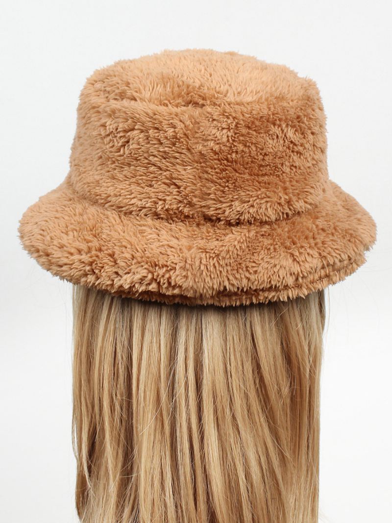 Vissershoeden Imitatiebont Effen Kleur Herfst Winter Dameshoed - Camel