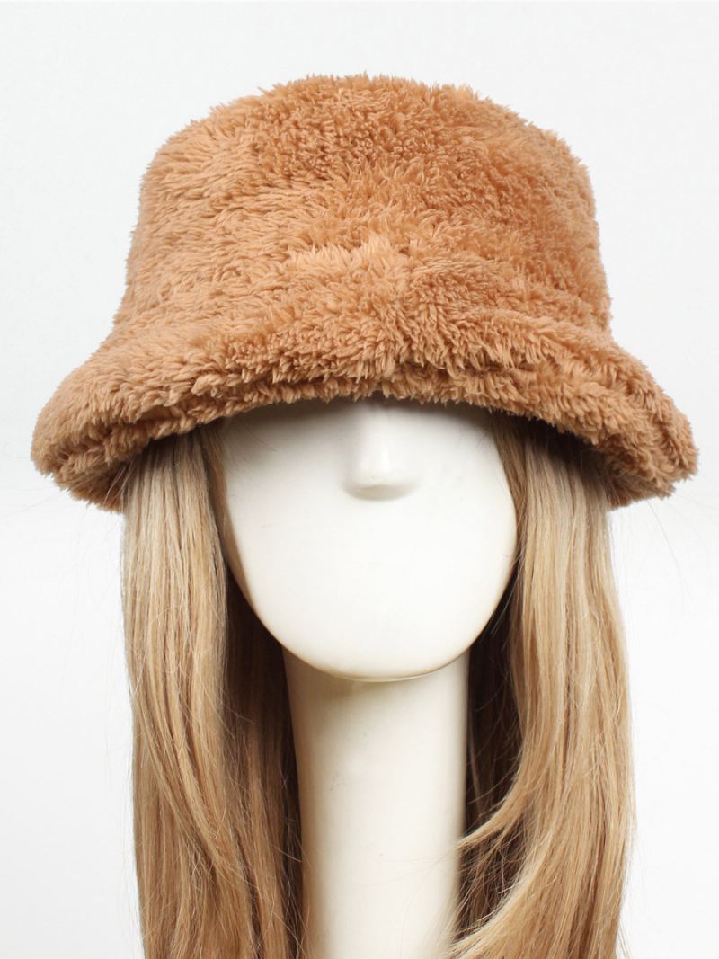 Vissershoeden Imitatiebont Effen Kleur Herfst Winter Dameshoed - Camel