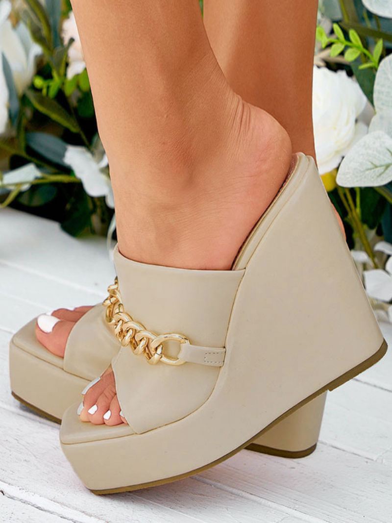 Dameskettingen Platform Mule Wedges