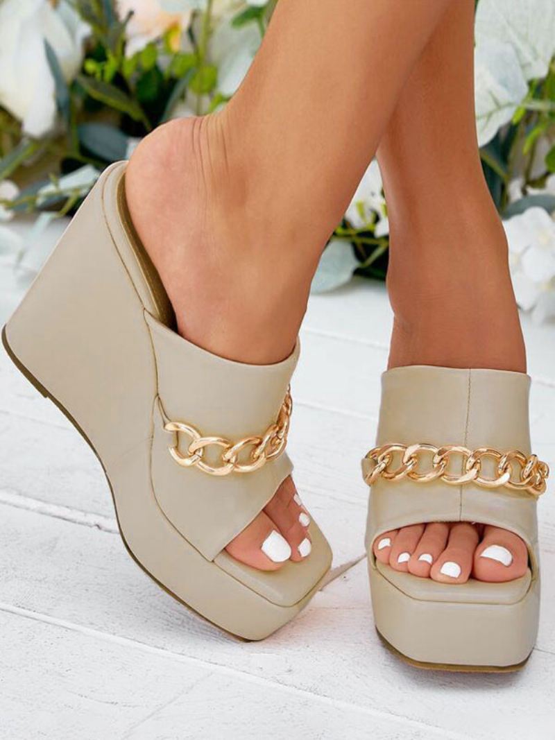 Dameskettingen Platform Mule Wedges - Lichtgeel