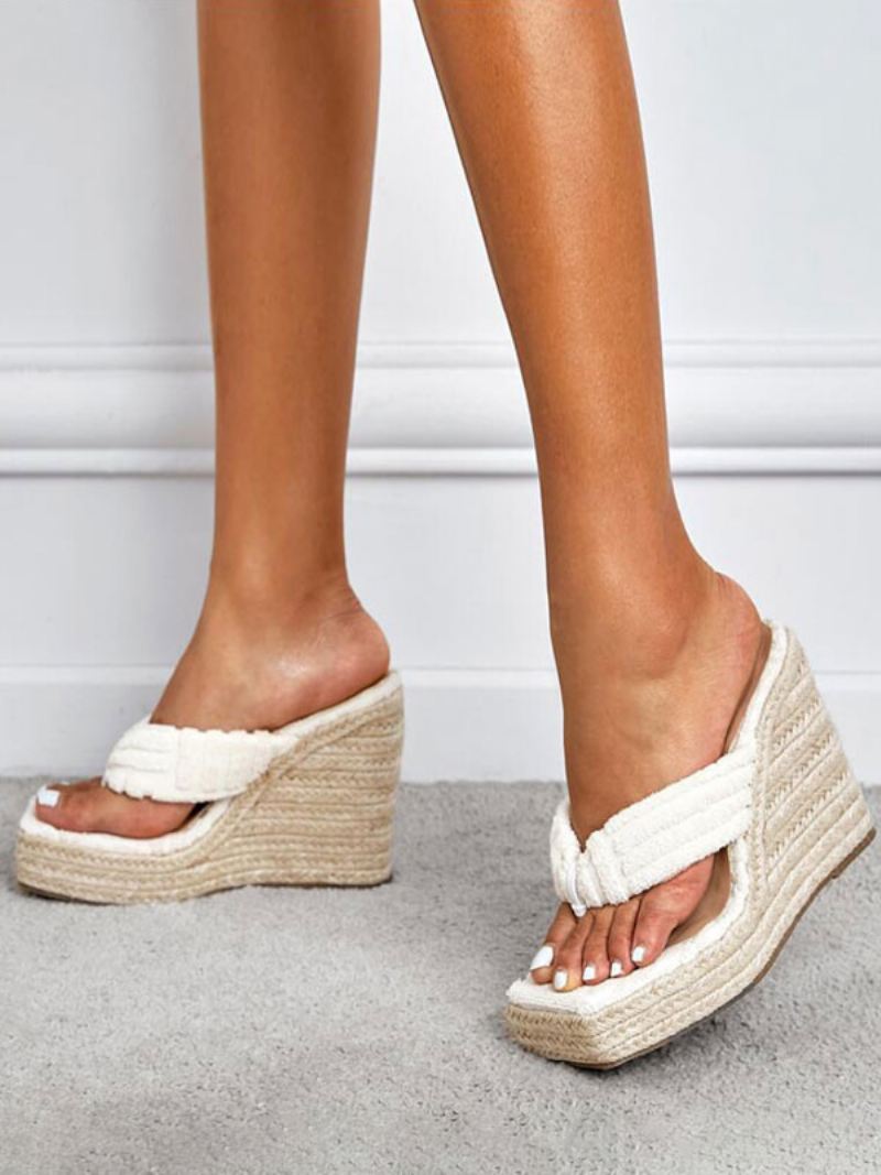 Espadrille-platformsandalen Met Sleehak Dames - Wit