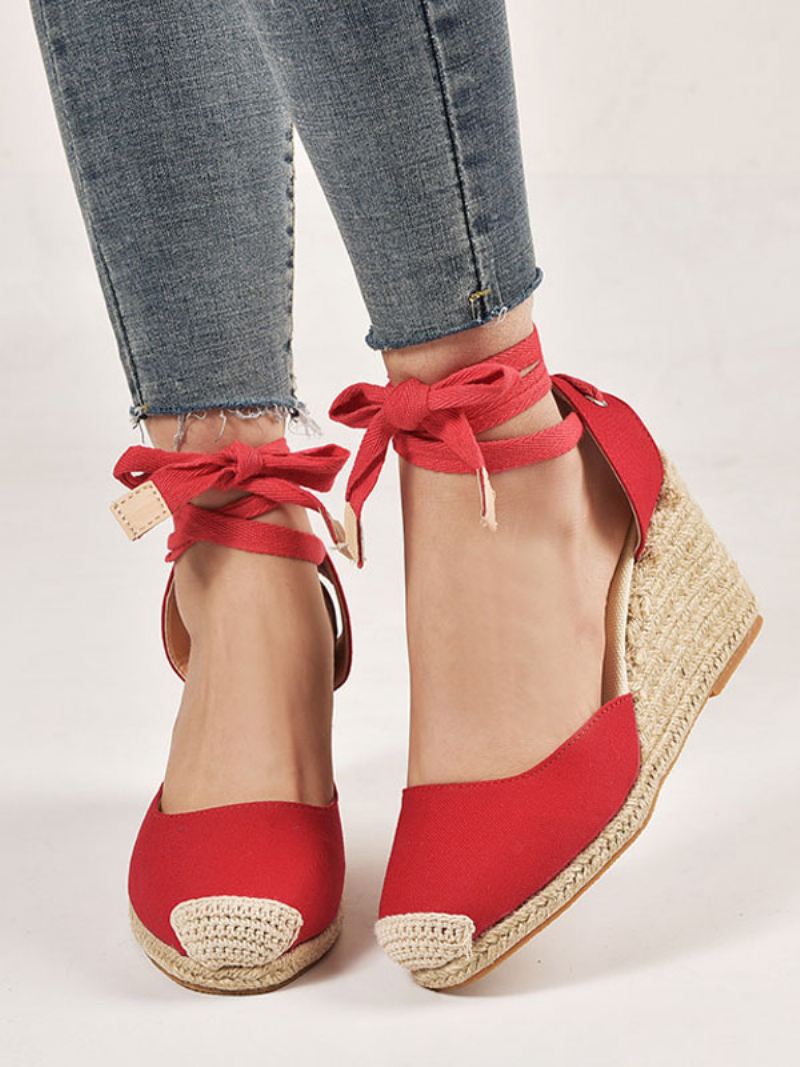 Espadrilles-sandalen Badstof Met Puntige Neus Dames