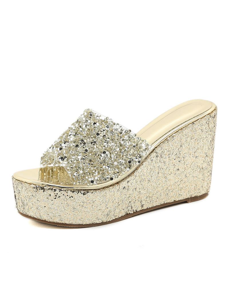 Glitterplatform-sleehakmuiltjes Dames - Zilver