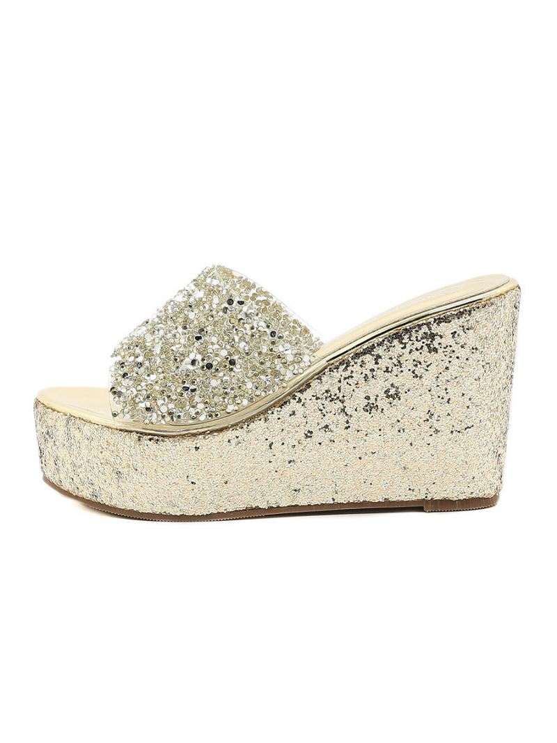 Glitterplatform-sleehakmuiltjes Dames - Zilver